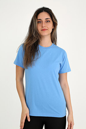 Rubadi Kadın Mavi T-shirt. Bisiklet Yaka, Basic Model, Regular Fit (normal Kalıp)